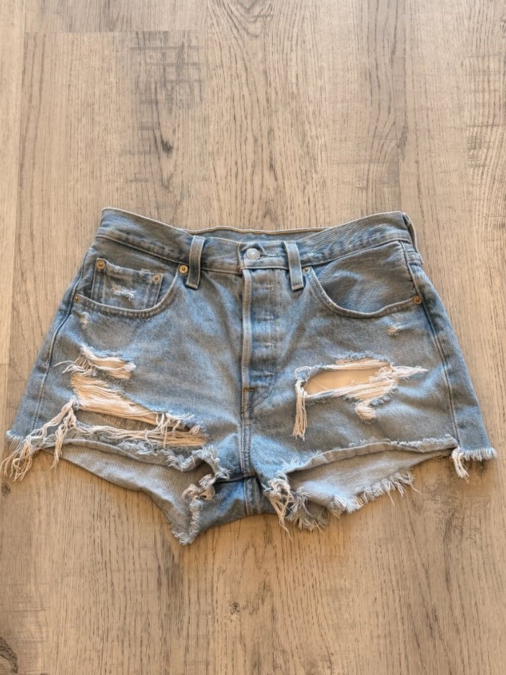 Levi's 501 Heavily Distressed Cut-Off Denim Shorts (Waist 32"/Size 29-30ish)